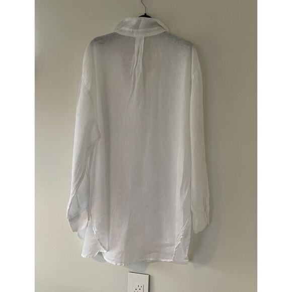 CP Shades Ruffle Top White Size Extra Large Linen Tunic Length - Picture 6 of 7